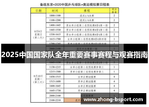 2025中国国家队全年重要赛事赛程与观赛指南