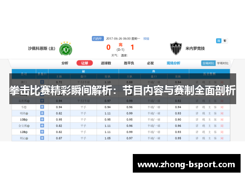 拳击比赛精彩瞬间解析：节目内容与赛制全面剖析